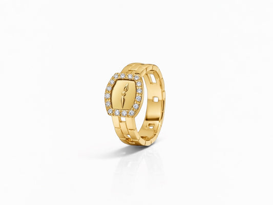 Birth Prayer Diamond Ring - ost K18 Yellow Gold