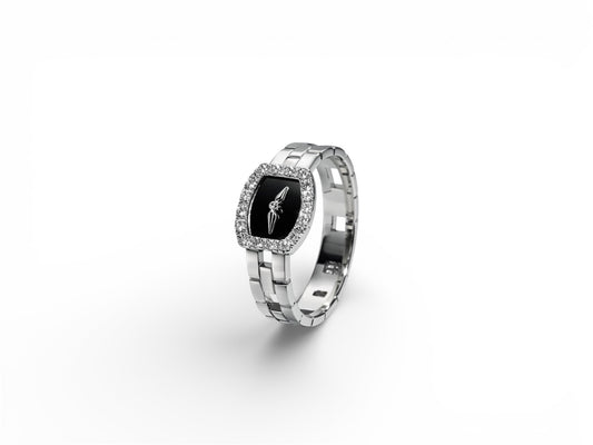 La vie tic tac / k18 white&black ring diamond